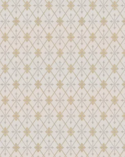 Lim & Handtryck Tapet - Skogshyddan beige/guld