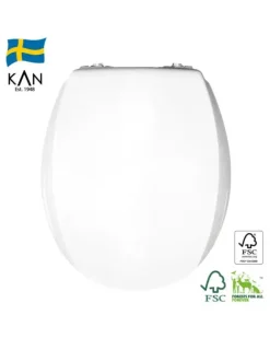 Mjukstängade toalettsits - KAN, Vit/krom