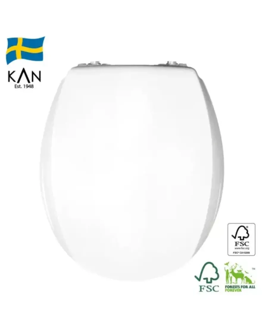 Mjukstängade toalettsits - KAN, Vit/krom