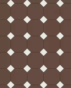 Oktagonklinker - 15 x 15 cm chokladbrun/vit
