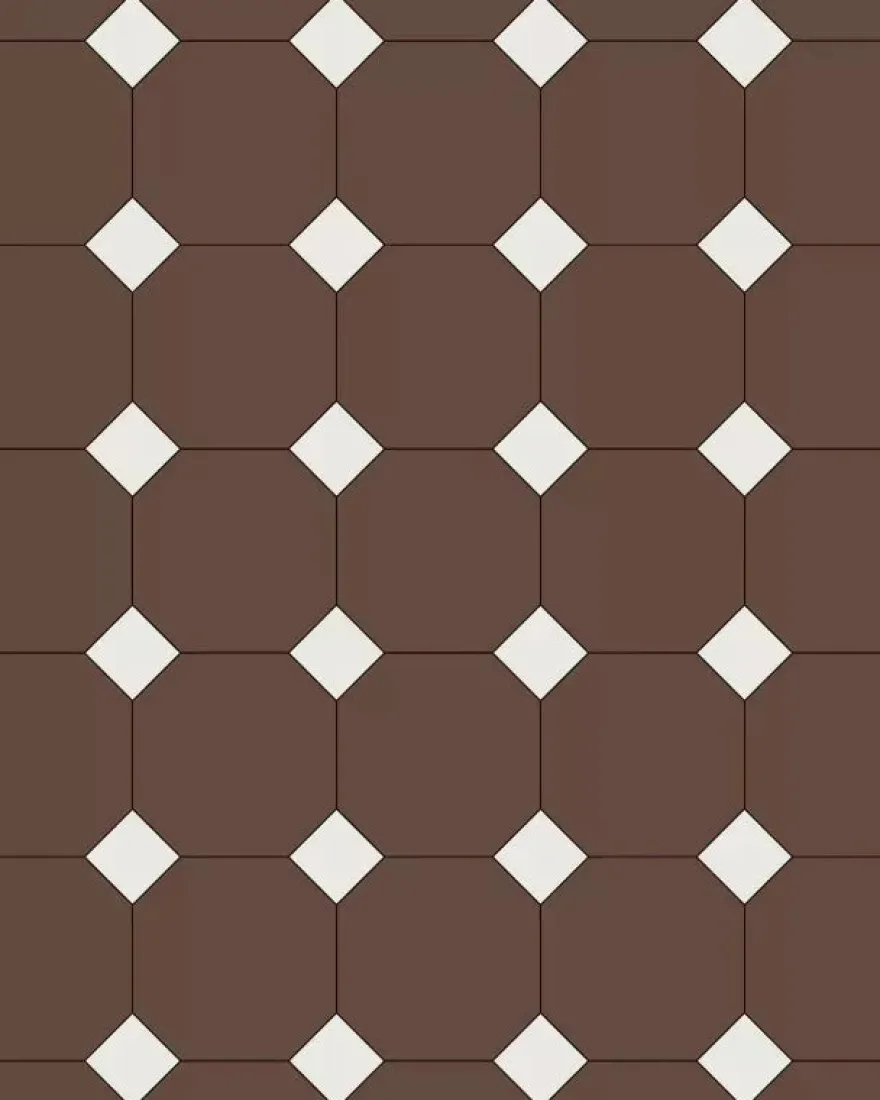 Oktagonklinker - 15 x 15 cm chokladbrun/vit