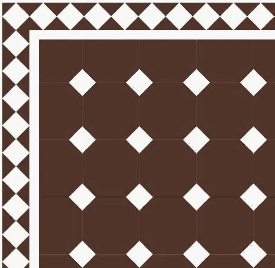 Oktagonklinker - 15 x 15 cm chokladbrun/vit