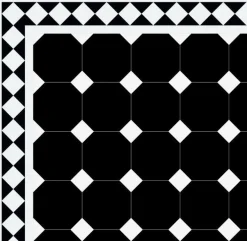 Oktagonklinker - 15 x 15 cm svart/vit