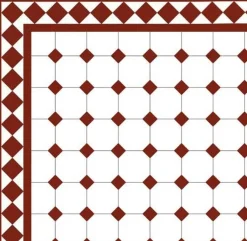 Oktagonklinker - 10 x 10 cm vit/röd
