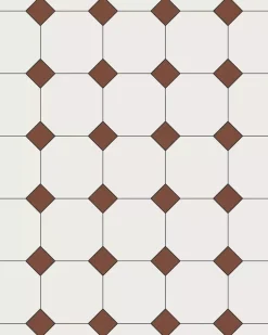 Oktagonklinker - 15 x 15 cm vit/röd