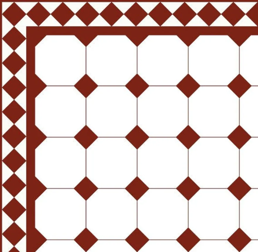 Oktagonklinker - 15 x 15 cm vit/röd