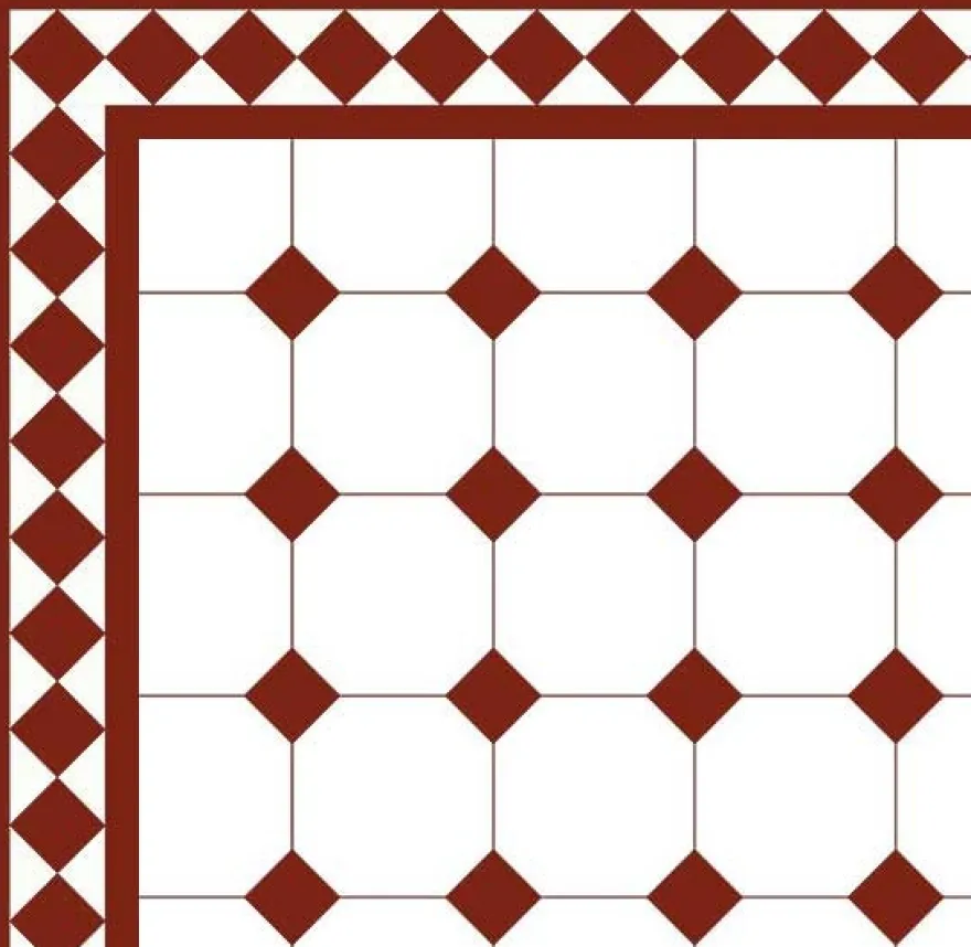 Oktagonklinker - 15 x 15 cm vit/röd