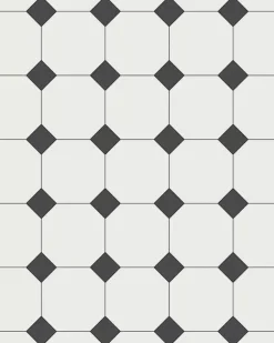 Oktagonklinker - 15 x 15 cm vit/svart
