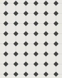 Oktagonklinker - 10 x 10 cm vit/svart