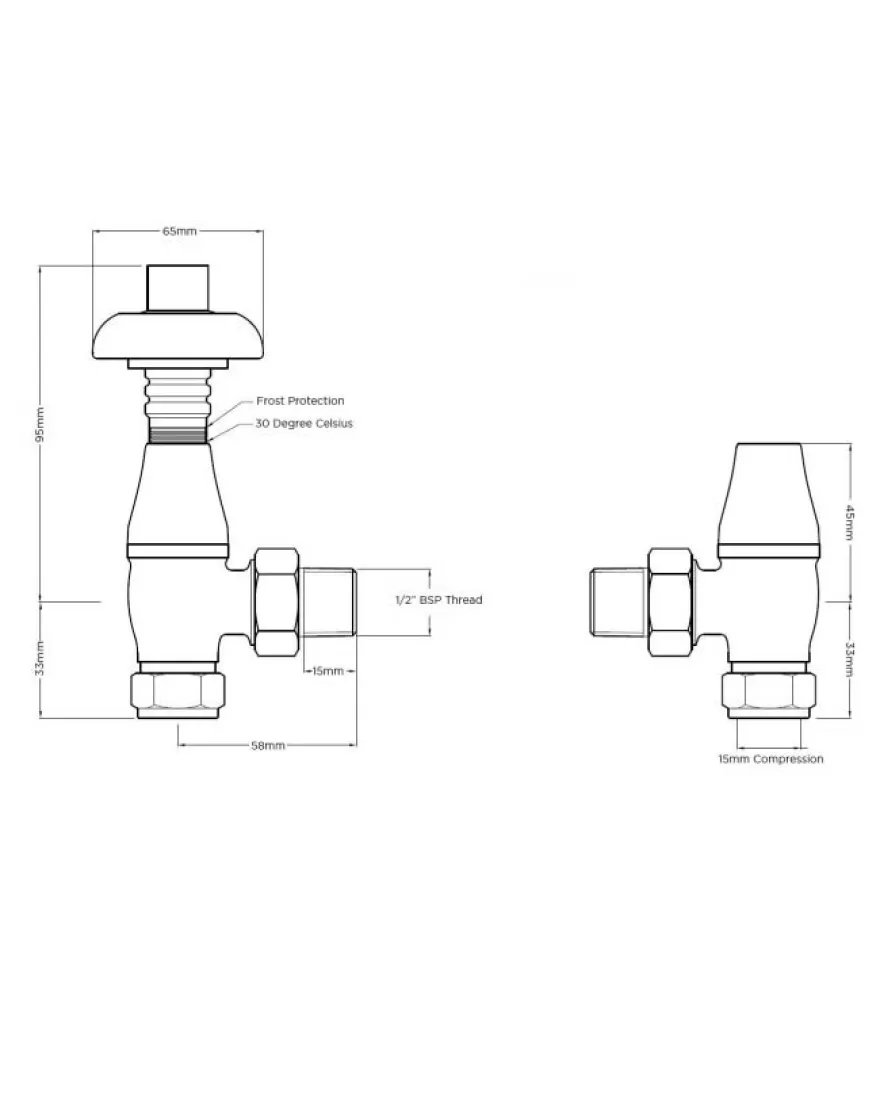 Radiatorventil termostat - Chelsea Brons