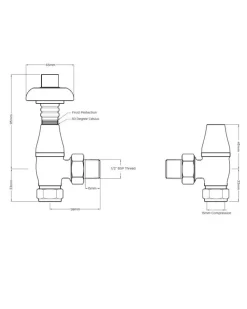 Radiatorventil termostat - Chelsea Antikbehandlad