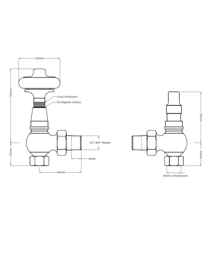 Radiatorventil termostat - Kensington nickel/trä