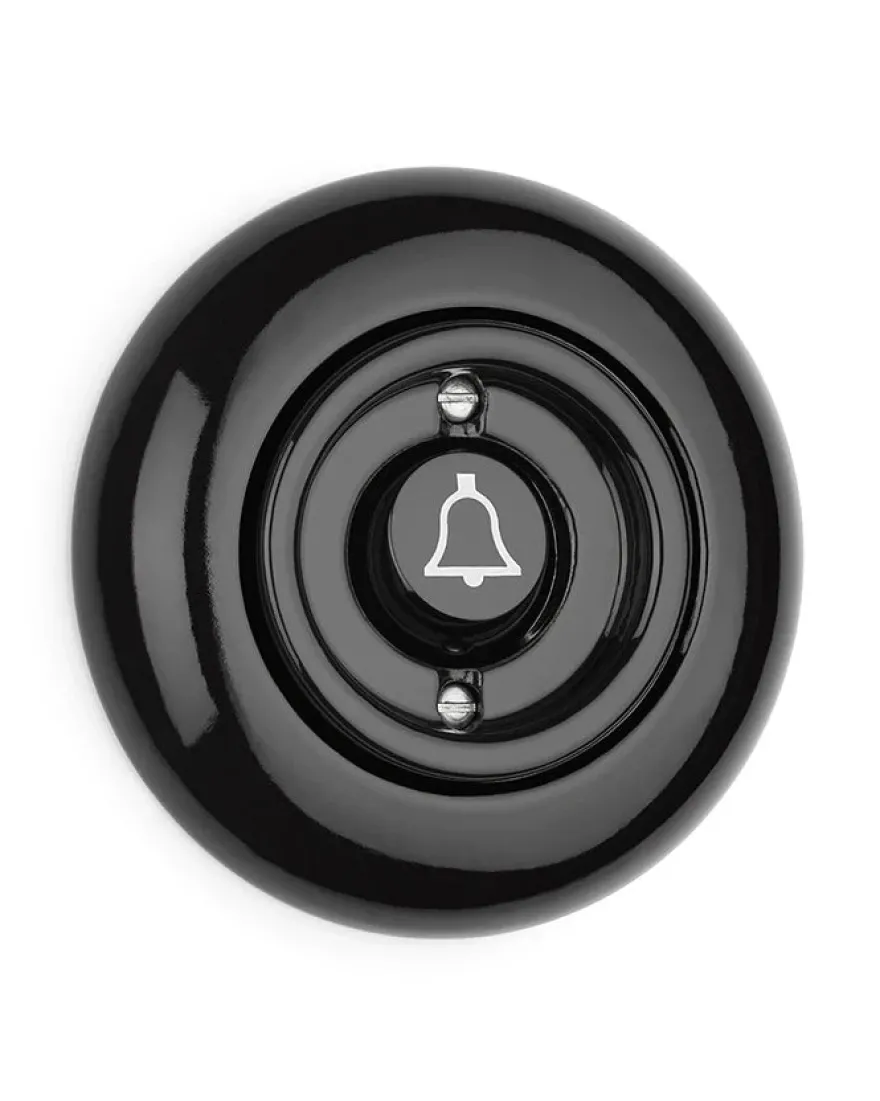 Signalknapp ringklocka svart porslin - THPG infällt