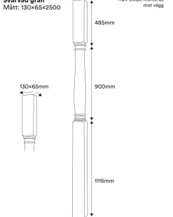 Svarvad pelare - Halvstolpe 2500 x 130 mm