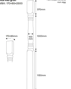 Svarvad pelare - Halvstolpe 2500 x 170 mm