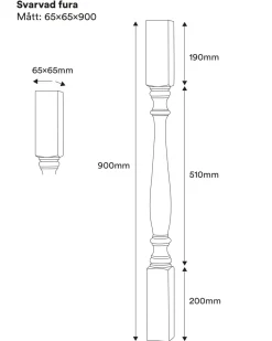 Svarvad stolpe - Furu 900 x 65 mm
