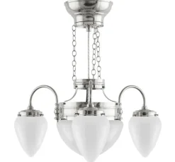 Takkrona - Trearmad ringkrona nickel, opalvitt glas