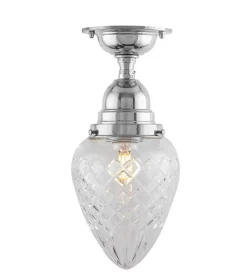 Taklampa - Byström 80 nickel, klardroppe