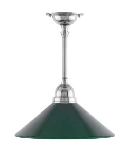 Taklampa - Byströmpendel 60 nickel, grön skomakarskärm