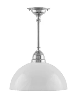 Taklampa - Byströmpendel 60 nickel, vit halvsfär