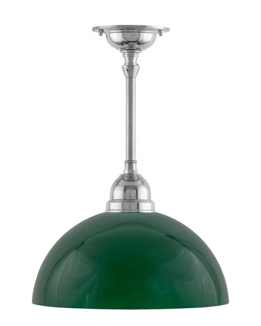 Taklampa - Byströmpendel 60 nickel, grön halvsfär