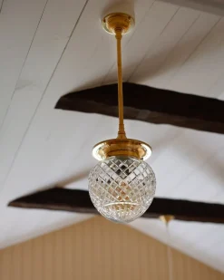 Taklampa - Dahlbergspendel 100 mässing, klarglas droppe