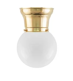 Taklampa - Frödingplafond 80 mässing, opalvit klot