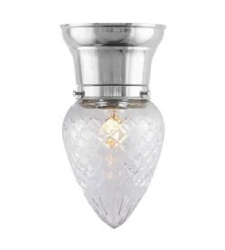 Taklampa - Frödingplafond 80 nickel, droppe klarglas