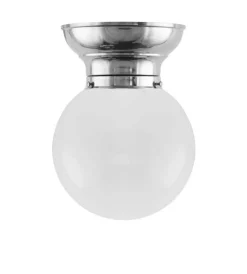 Taklampa - Frödingplafond 100 nickel, vit klotskärm