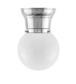 Taklampa - Frödingplafond 80 nickel, opalvit klot