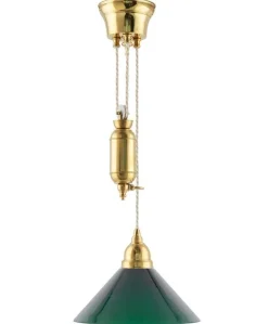 Taklampa - Skomakarhiss mässing, hög grön skärm 25 cm