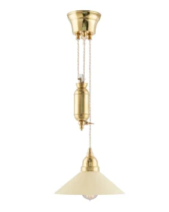 Taklampa - Skomakarhiss mässing med benvit skärm 25 cm