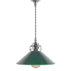 Taklampa - Skomakarsladd nickel med grön skärm 25 cm