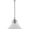 Taklampa - Skomakarsladd nickel, liten vit skärm 15 cm