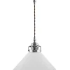 Taklampa - Skomakarsladd nickel med hög vit skärm 25 cm