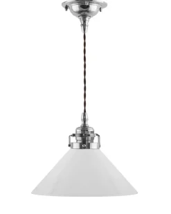 Taklampa - Skomakarsladd nickel med hög vit skärm 25 cm