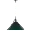 Taklampa - Skomakarsladd nickel, hög grön skärm 25 cm