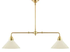 Taklampa - Spelbordslampa mässing, benvita skärmar