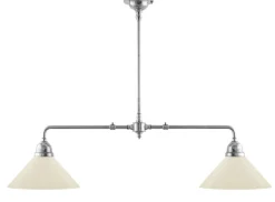 Taklampa - Spelbordslampa nickel, benvita skärmar