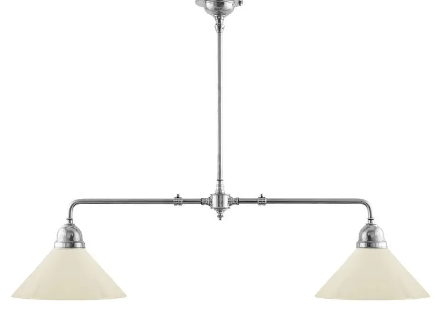 Taklampa - Spelbordslampa nickel, benvita skärmar