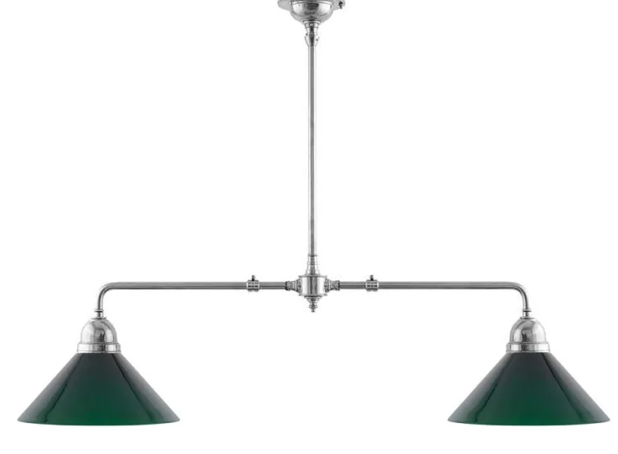 Taklampa - Spelbordslampa nickel, gröna skärmar