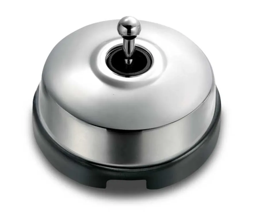 Trappströmbrytare svart porslin/krom med kulohål - Fontini utanpåliggande