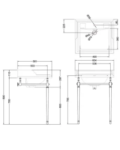 Tvättställ - Burlington Classic 65 cm, kromställning
