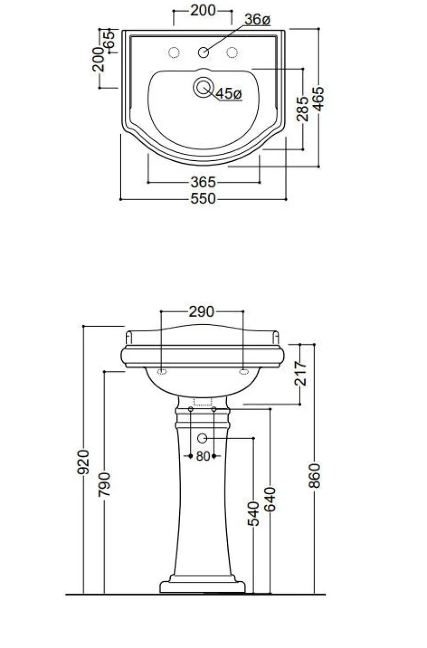 Tvättställ Camden - 55 cm