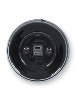 USB-C uttag, svart porslin - Fontini infällt