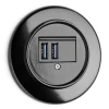 USB-uttag dubbelt svart bakelit - THPG infällt