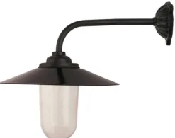 Utomhuslampa - Stallampa 90° lång böj, svart skärm