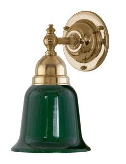 Vägglampa - Adelborg mässing med grönt glas