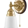 Vägglampa - Adelborg mässing, opalvit klocka