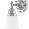 Vägglampa - Adelborg nickel, opalvit klocka